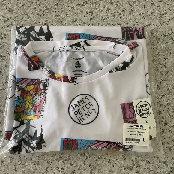 NWT Swiminista x James Peter Henry good vibes rash guard Art Toss - Picture 6 of 8